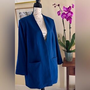 Calvin Klein Blue Open Front Long Blazer